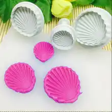 3 шт./компл. помадка печенья торта резак плесень тиснение морской оболочки DIY кухонные инструменты для украшения выпечки 3D конфет