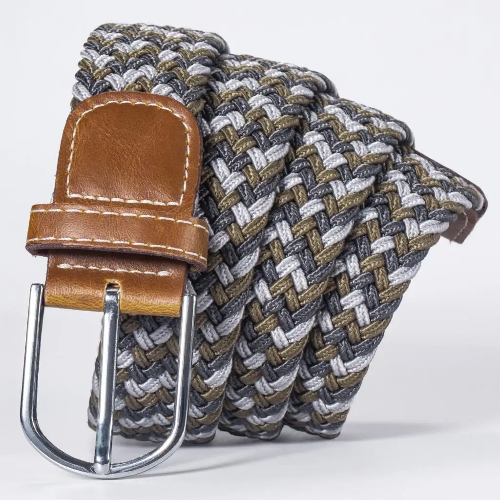 BRPD-0100 Hi-Tie мужской женский эластичный пояс для джинсов зеленый красный полосатый эластичный холщовый ремень ковбой Повседневный вязаный Плетеный длинный ремень 3,5 см - Цвет: BRPD-0100