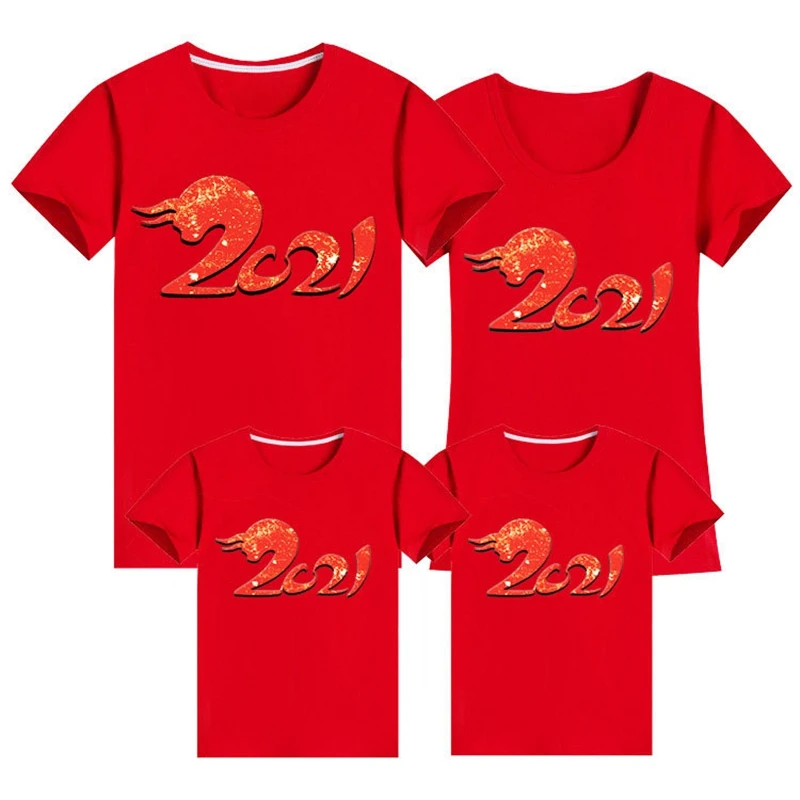 

Women's Fashion Casual Year of the Ox Printed Parent-Child Short Sleeve T-Shirt Tops