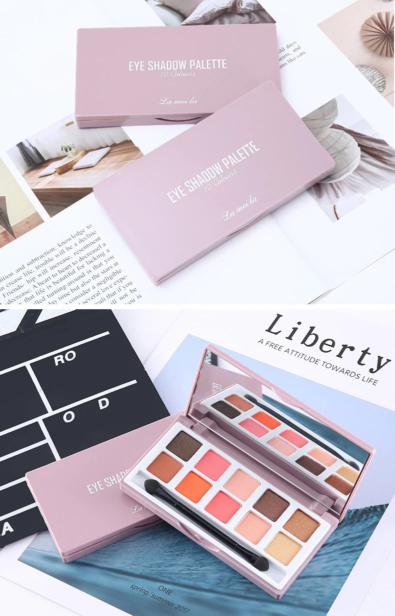 Матовый телесный 10 цветов блестящие тени для макияжа Pallete матовые тени для век Палитра мерцающий блеск алмазные тени для век порошок пигмент