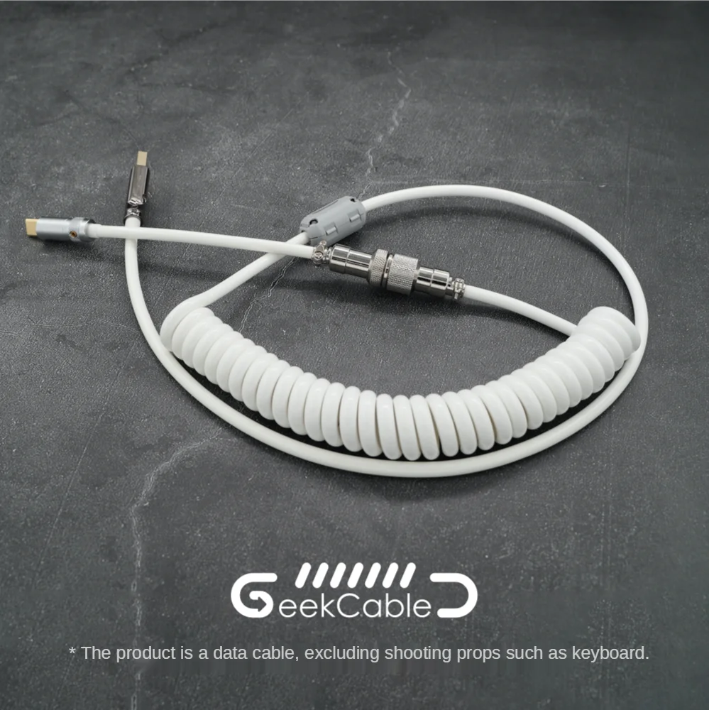 

GeekCable Handmade Customized Mechanical Keyboard Cable USB Spiral Data Cable White Entry Model Basic Model Type-C Mini