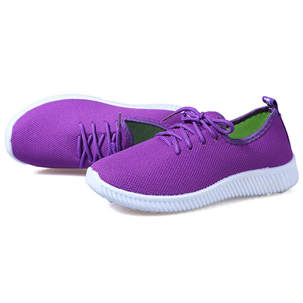 Women Sneakers Outdoor Solid Round Toe Breathable Loafers Soft Leisure Flat Running Shoes Sports Shoes Light Bottom Shoes#1007
