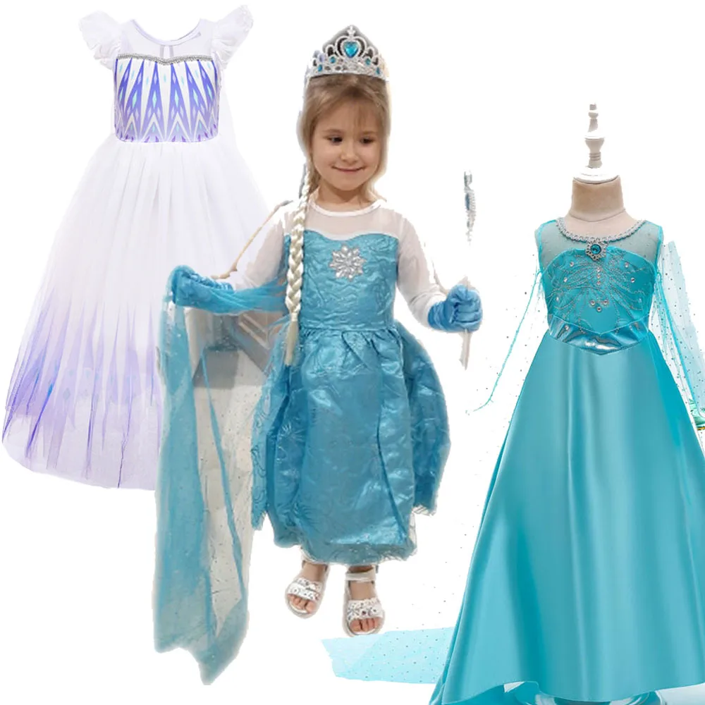 Платье Elza для девочки косплей Снежная королева костюм принцессы детская одежда