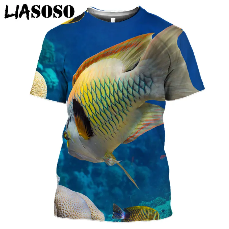 Футболка Мужская/Женская с 3D принтом круглым вырезом и морской рыбы|Мужские