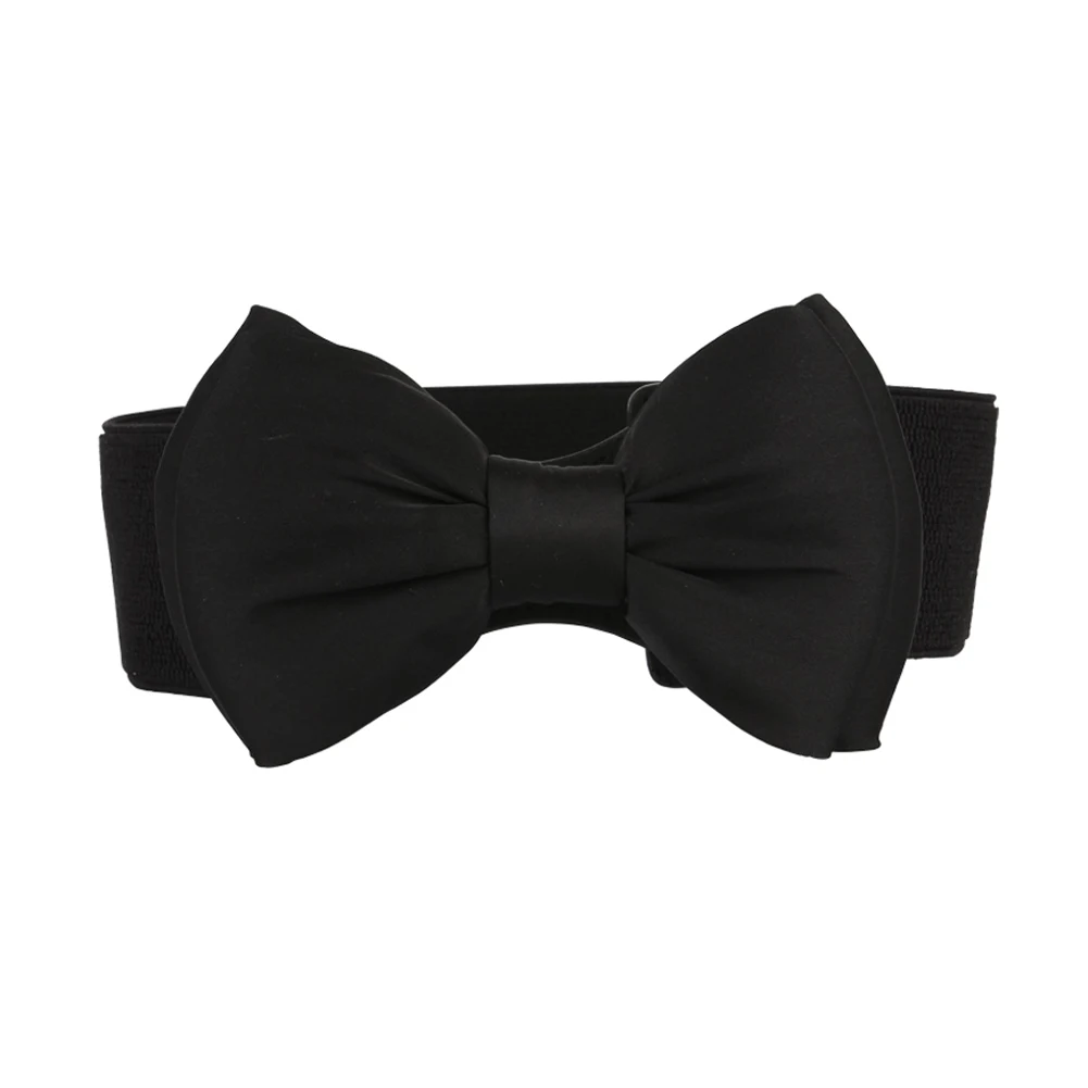 

Womens Chiffon Bowknot Elastic Bow Wide Stretch Bukle Waistband Waist Belt ENDQ