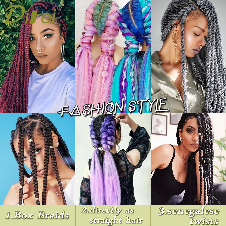 

DIFEI 24 inch Pre Stretched Gray Jumbo Braiding Hair Perm Yaki Straight Synthetic Easy Braids Hair Extensions for Crochet Twist