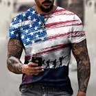 Футболка мужская с принтом американского флага, модная дышащая футболка оверсайз с 3D рисунком, одежда для фитнеса с коротким рукавом, топы размера 6XL, на лето