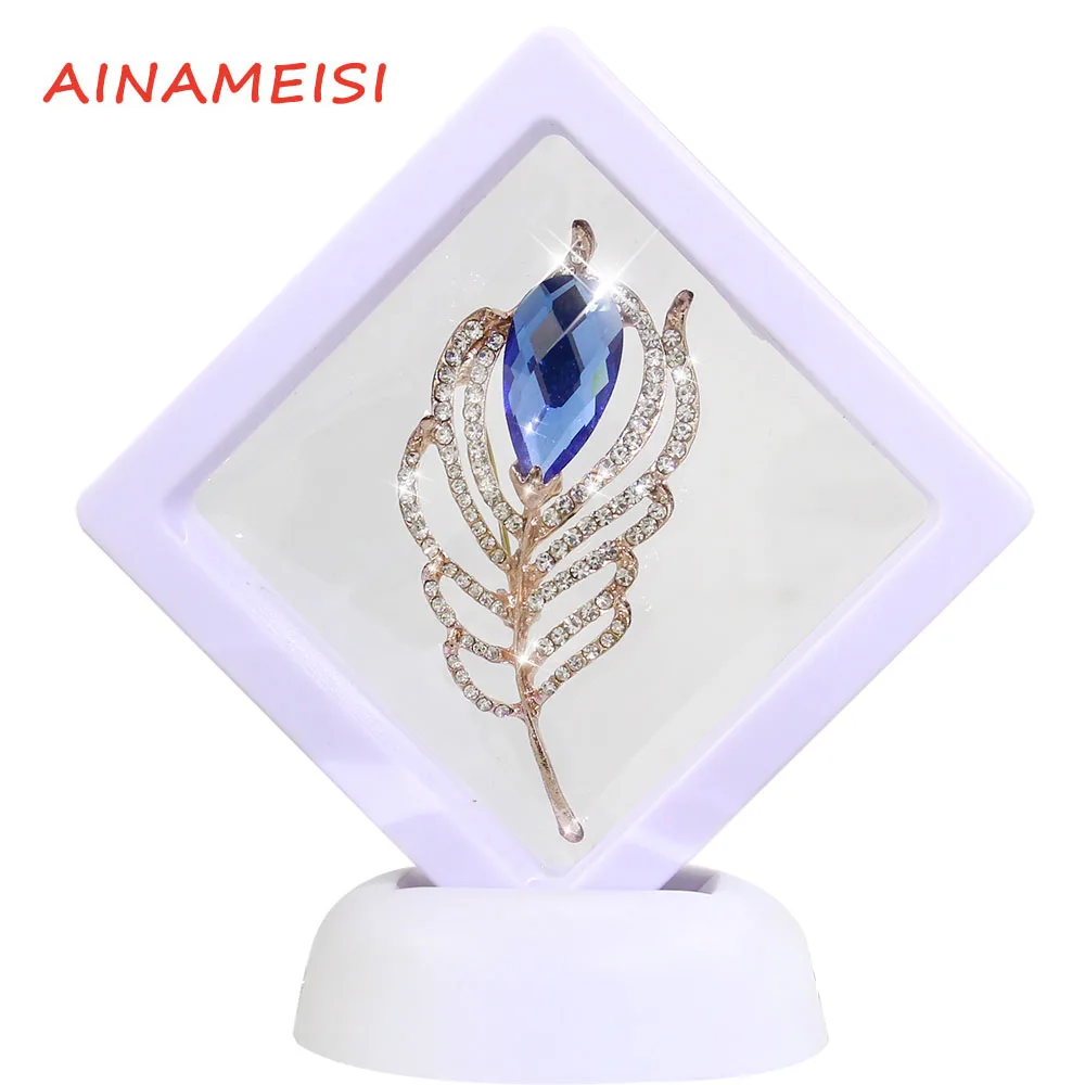 

AINAMEISI Boxed New Fashion Ladies Simple And Exquisite Crystal Peacock Feather Brooch Dress Shirt Pin Clothing Decoration