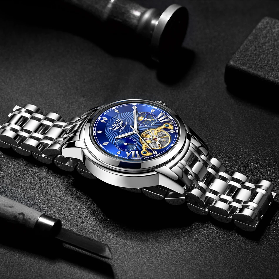 Relogio Masculino LIGE подарочные мужские часы брендовые Роскошные модные автоматические