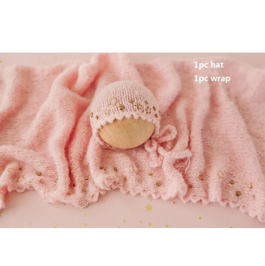 Handmade Knitting Hat Wrapping Baby Photography  Newborn Photography Props Star Backdrop