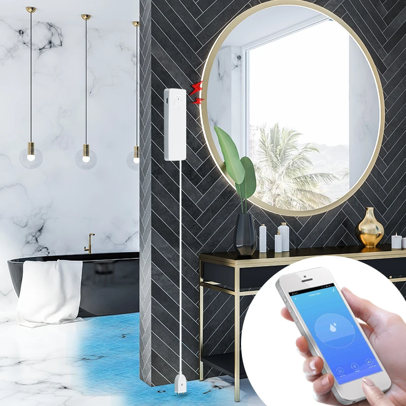WiFi Smart Flood Sensor Water Leakage Detector Flood Overflow Alert Security Alarm System Tuya/Smart Life App Remote Control