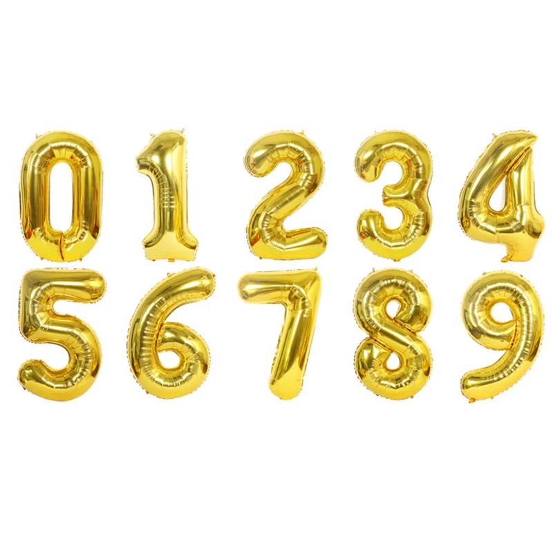 16 ''32 дюйма 0-9 количество 9 цветов доступны фольгированные шары globos цифра шарики для День Рождения вечерние украшения Детские свадебные шары - Цвет: Gold