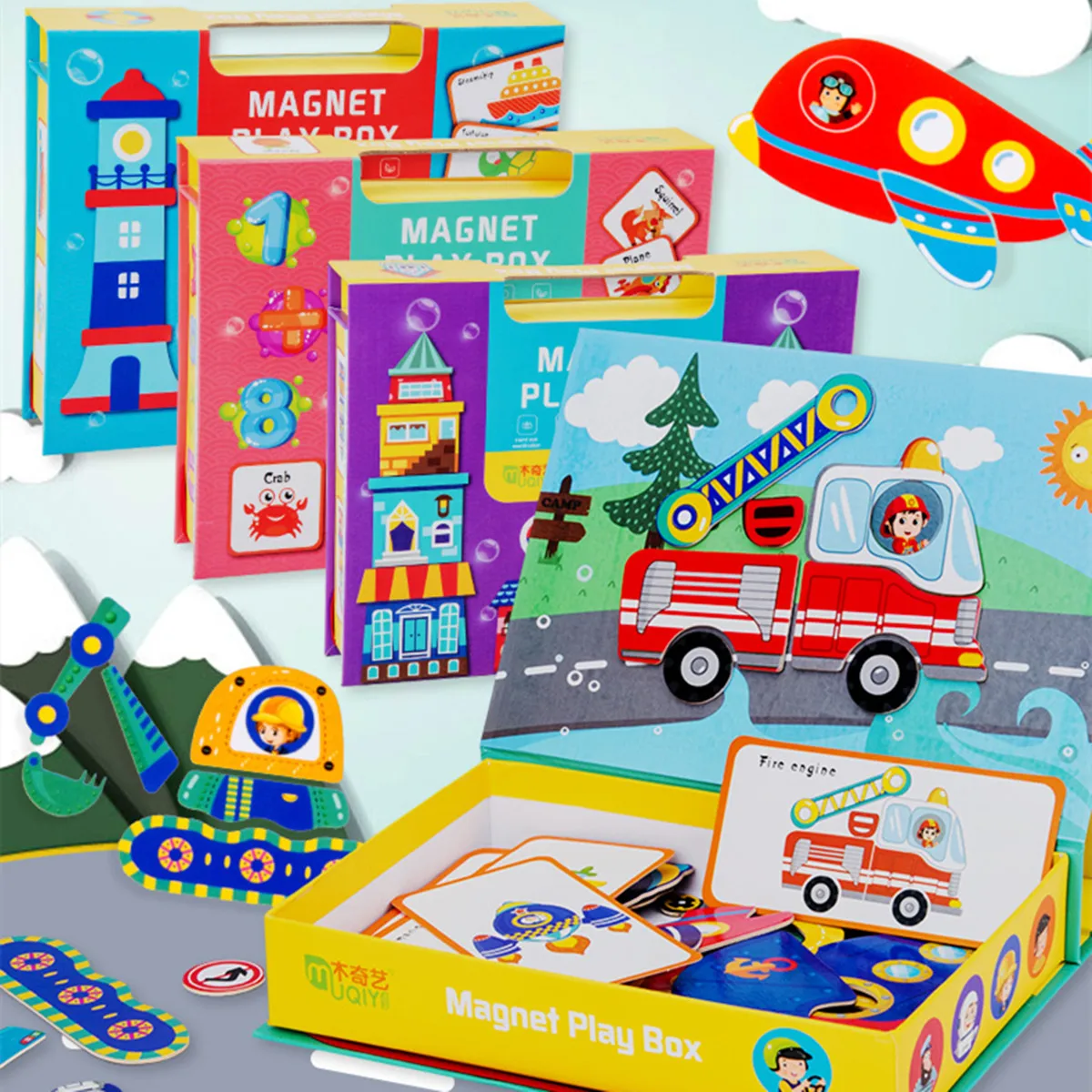 

Kids Interesting Magnetic Joint Wooden Puzzle Toy Intelligence Development Traffic Ocean Building Letter Design Puzzle Toy