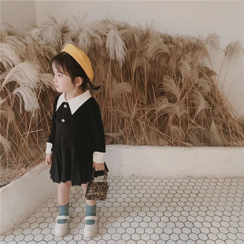 Вязаное платье для малышей сезон осень-зима консервативный стиль маленьких