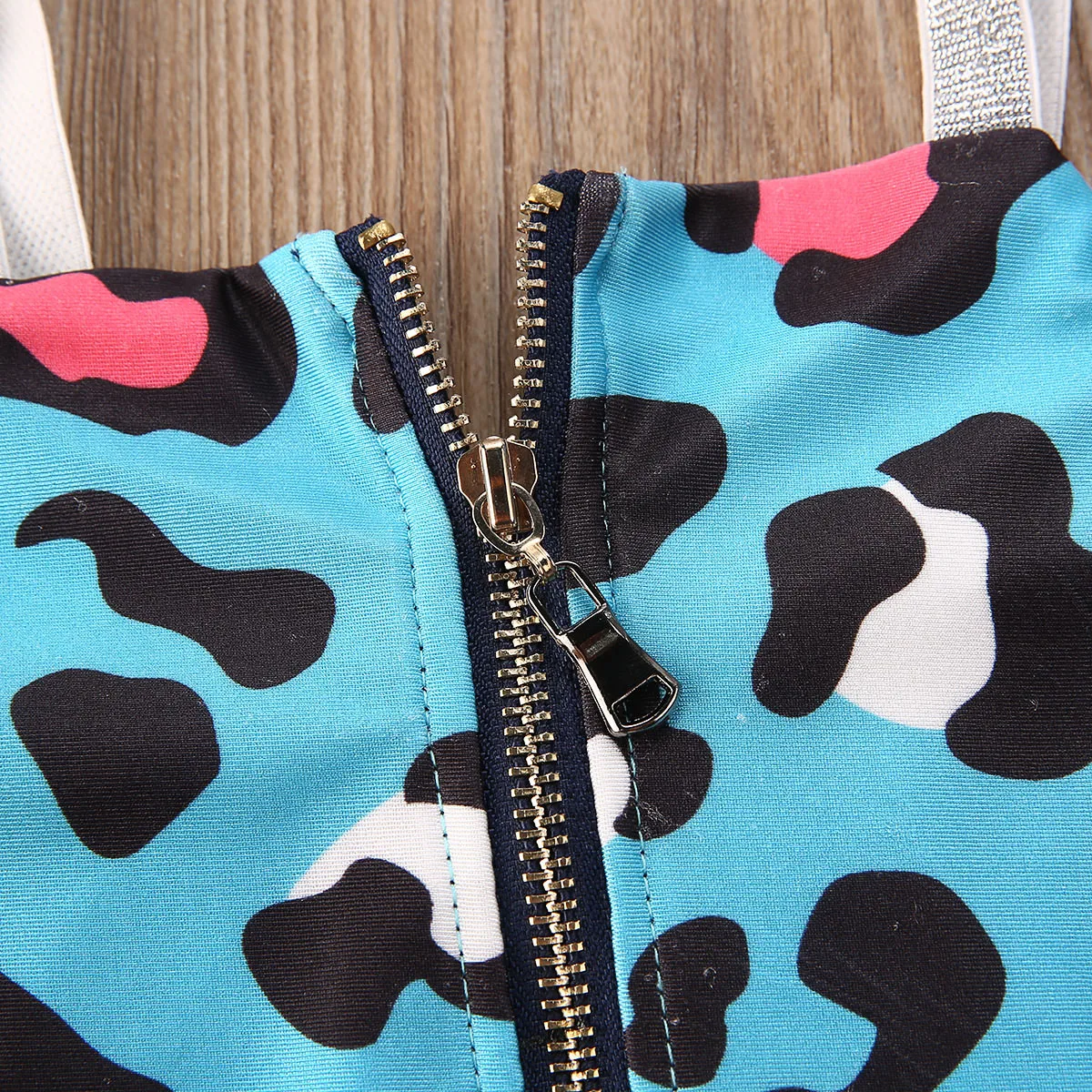 Модный леопардовый комплект одежды для новорожденных девочек жилет без рукавов