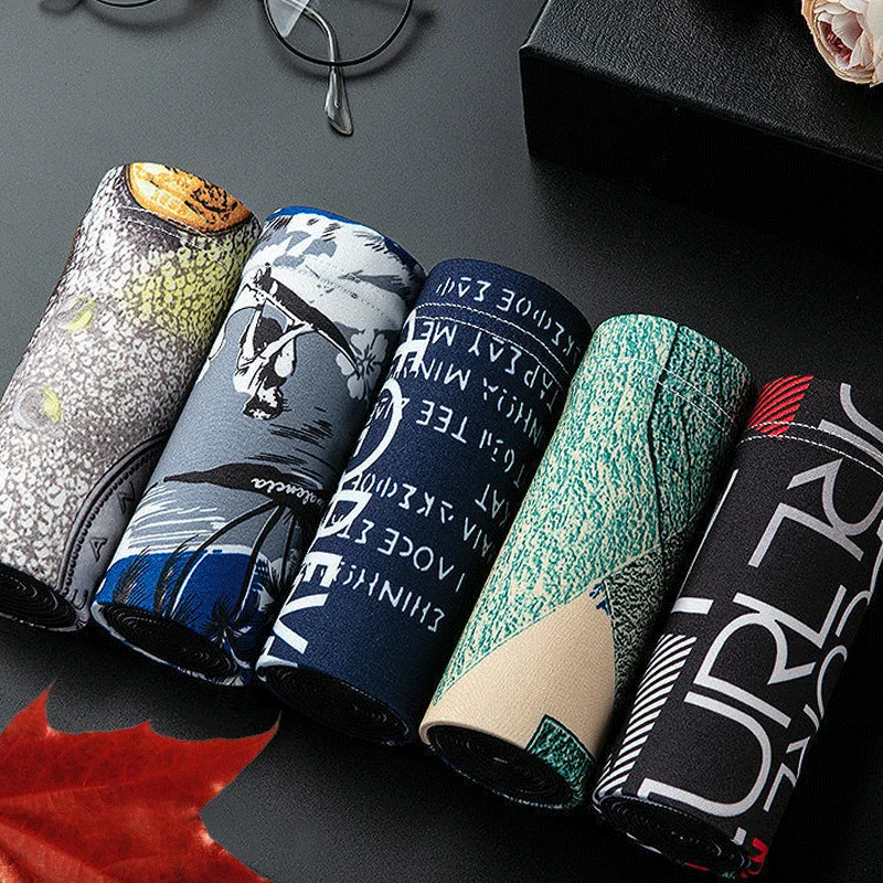 5Pcs/Lot Men's Boxing Shorts Men's Cartoon Underwear Men's Boxers Comfortable Breathable Shorts Printed Sexy Men's Underwear