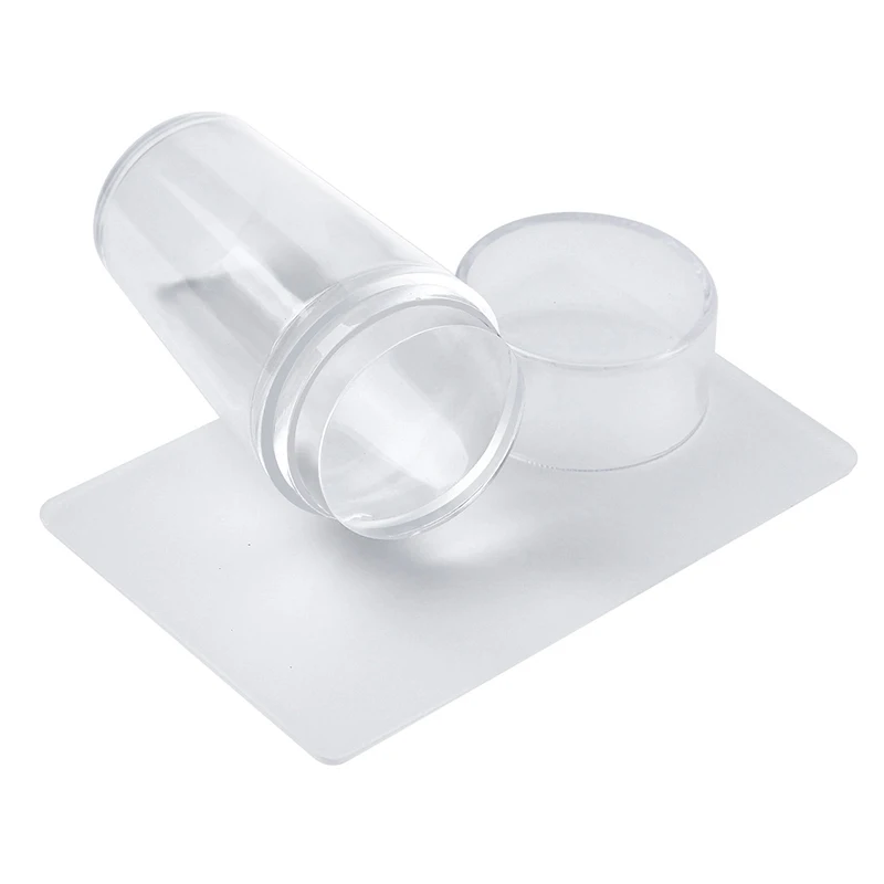 Набор прозрачных силиконовых штампов для ногтей с скребком печати узоров и
