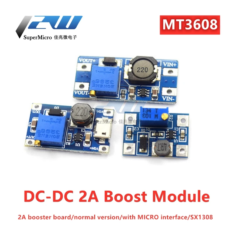 Регулируемый модуль поддержки MT3608 2 А плата повышения модуля с MICRO USB В-24 В до 5 9 в 12