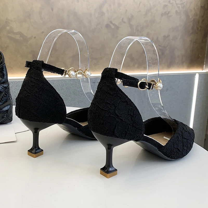 

Shoes 2021 Platform Heels Slip On Lace-Up Branded Pumps Pointed Wedge Sandals Ladies Sweet Latest Slip-On Gold Fashion Toe Beige