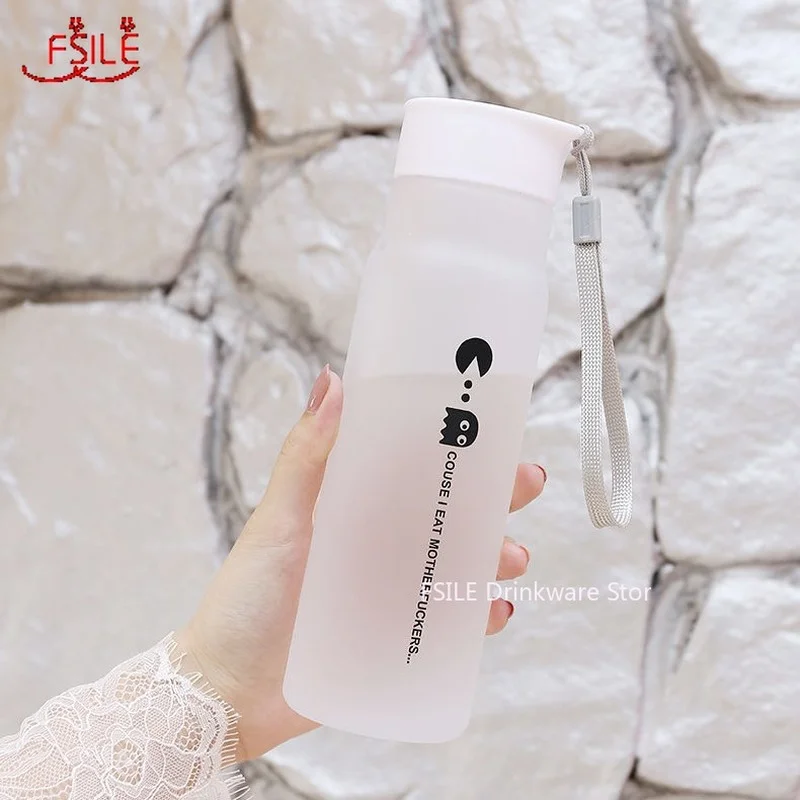 

600ml fashion Korean cartoon frosted plastic water bottle for student couples outdoor sports water bottle