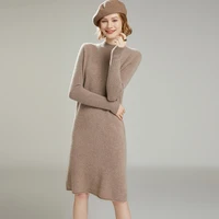 meetmetro women sweater dress turtleneck 35%cashmere pullover women slim wool long sweaters knitted sweater dress jumper women