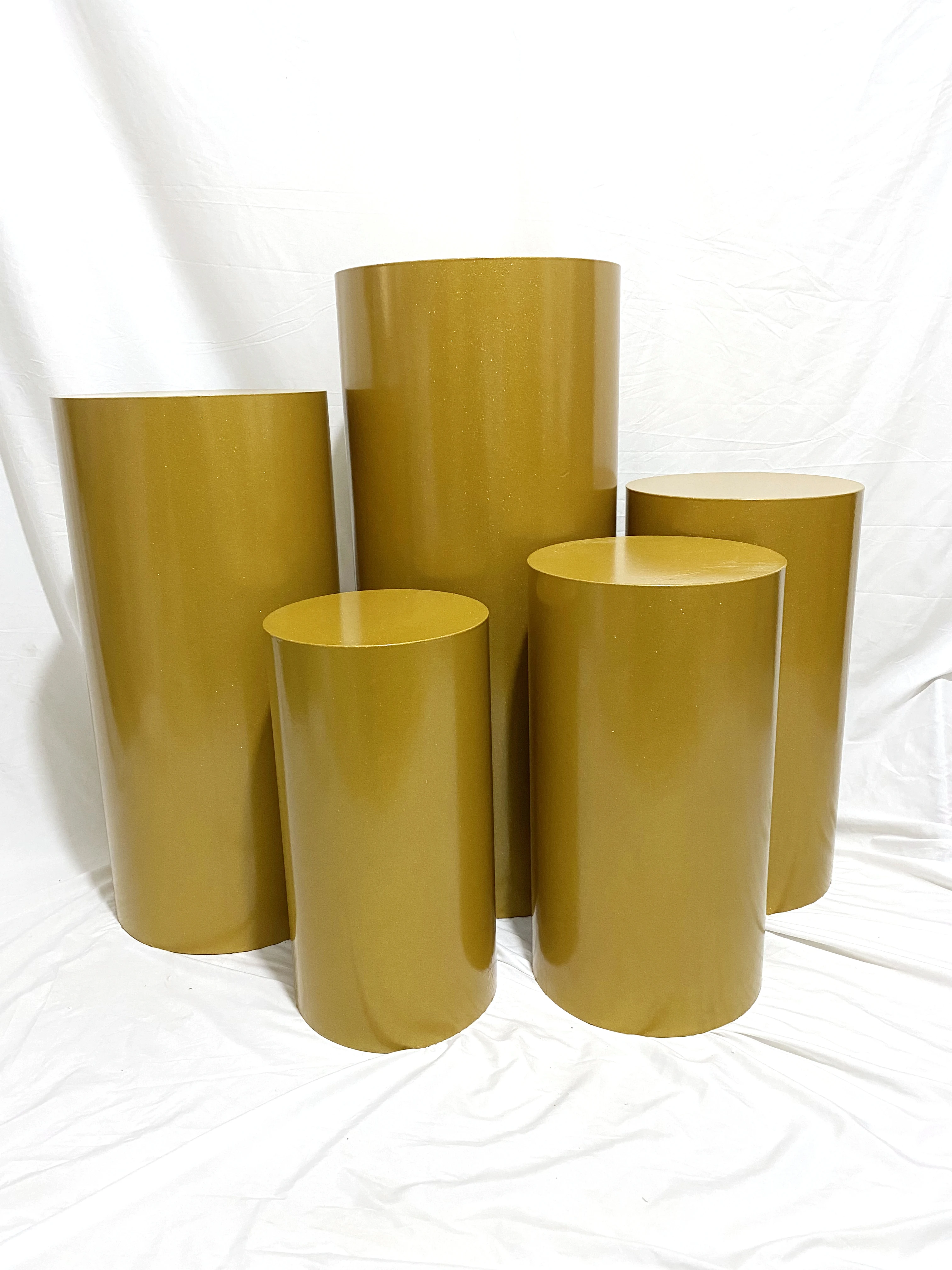

5pcs/set Large Round Gold Metal Cylinders Pedestal Display Wedding Props Background Party Birthday Decoration Home Decor