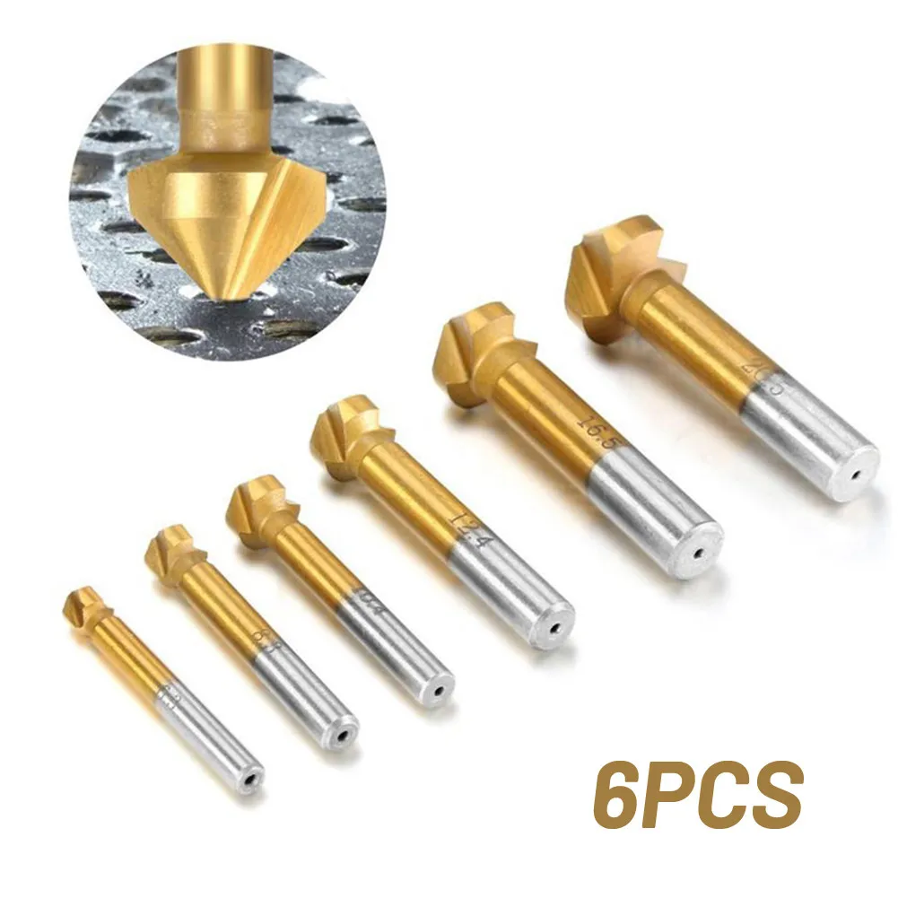 

HSS Chamfer Bevel Cutters High Quality Kit Round Shank Set Tool 3 Flute