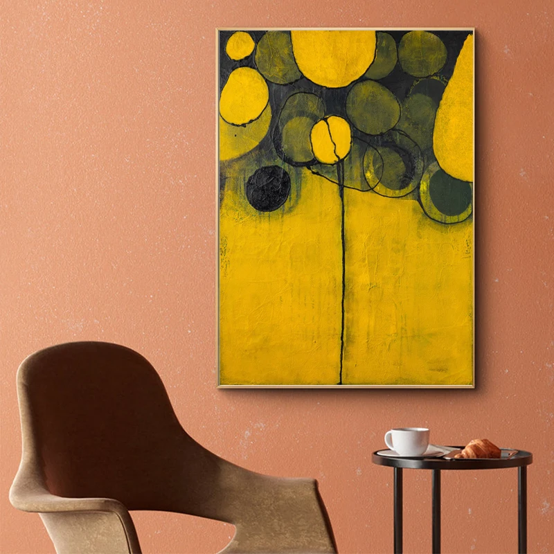 

Yellow And Black Mural Canvas Painting Modern Abstract Pictures Post And Prints For Living Room Posters Aesthetic Decoration