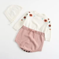 baby girls clothes knitted hand embroidered 2pcs sets clothes autumn winter jumpsuit toddler clothes jumpsuithat long sleeve