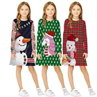 Рождественское платье большого размера для девочки, осенняя милая детская одежда с мультяшным единорогом и снегом для детей 6-12 лет, Детская домашняя праздничная одежда