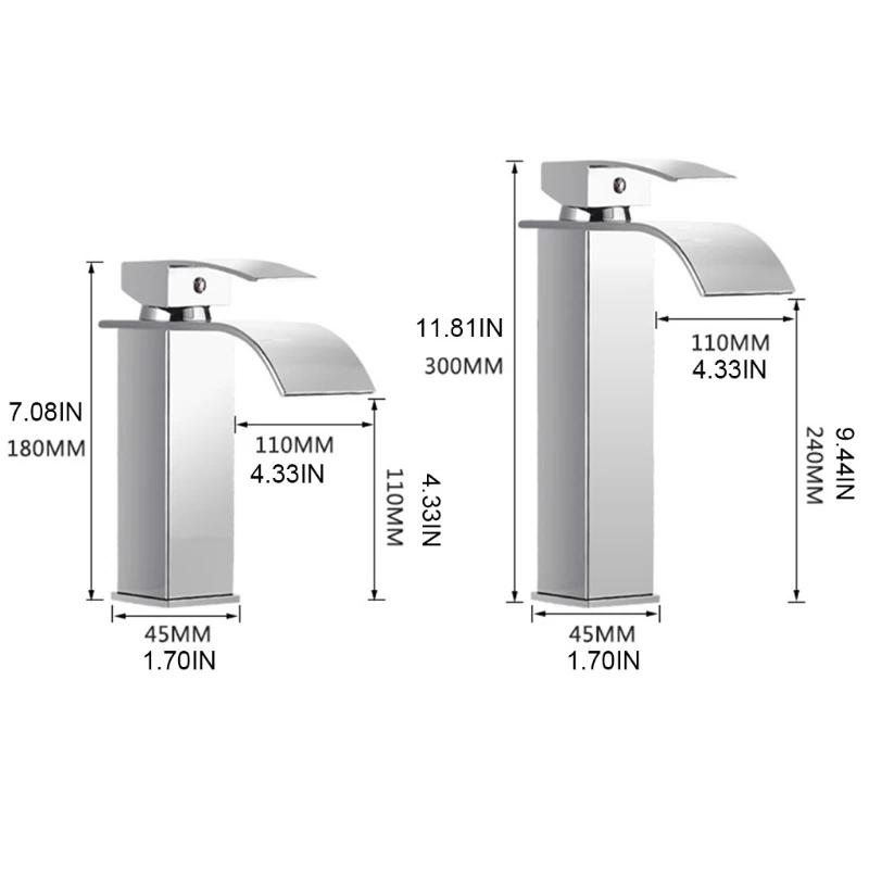 

Bathroom Sink Faucet, Waterfall Spout Basin Faucet, Cold and Hot Water Mixer Sink Tap, 360-Degree Rotation of Outlet