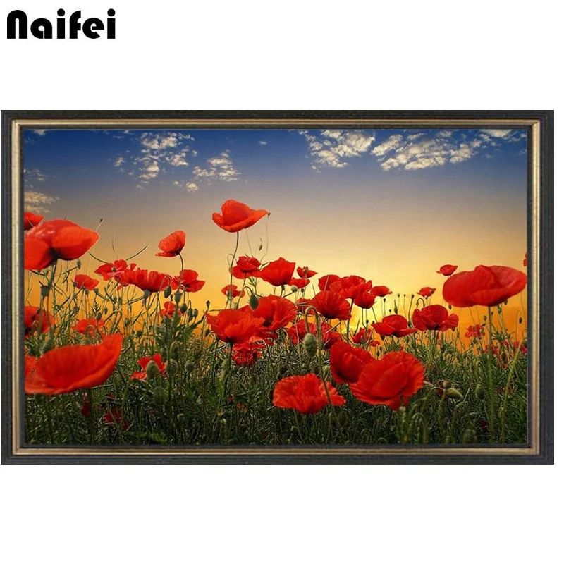 Алмазная картина 5D сделай сам Настенная с маковым цветком стикеры для вышивки