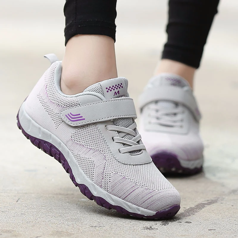 

Ladies Lightweight Breathable Sneakers, Firm, Non-slip, Vulcanized, Comfortable Casual Velcro Flat Shoes Women Sneakers