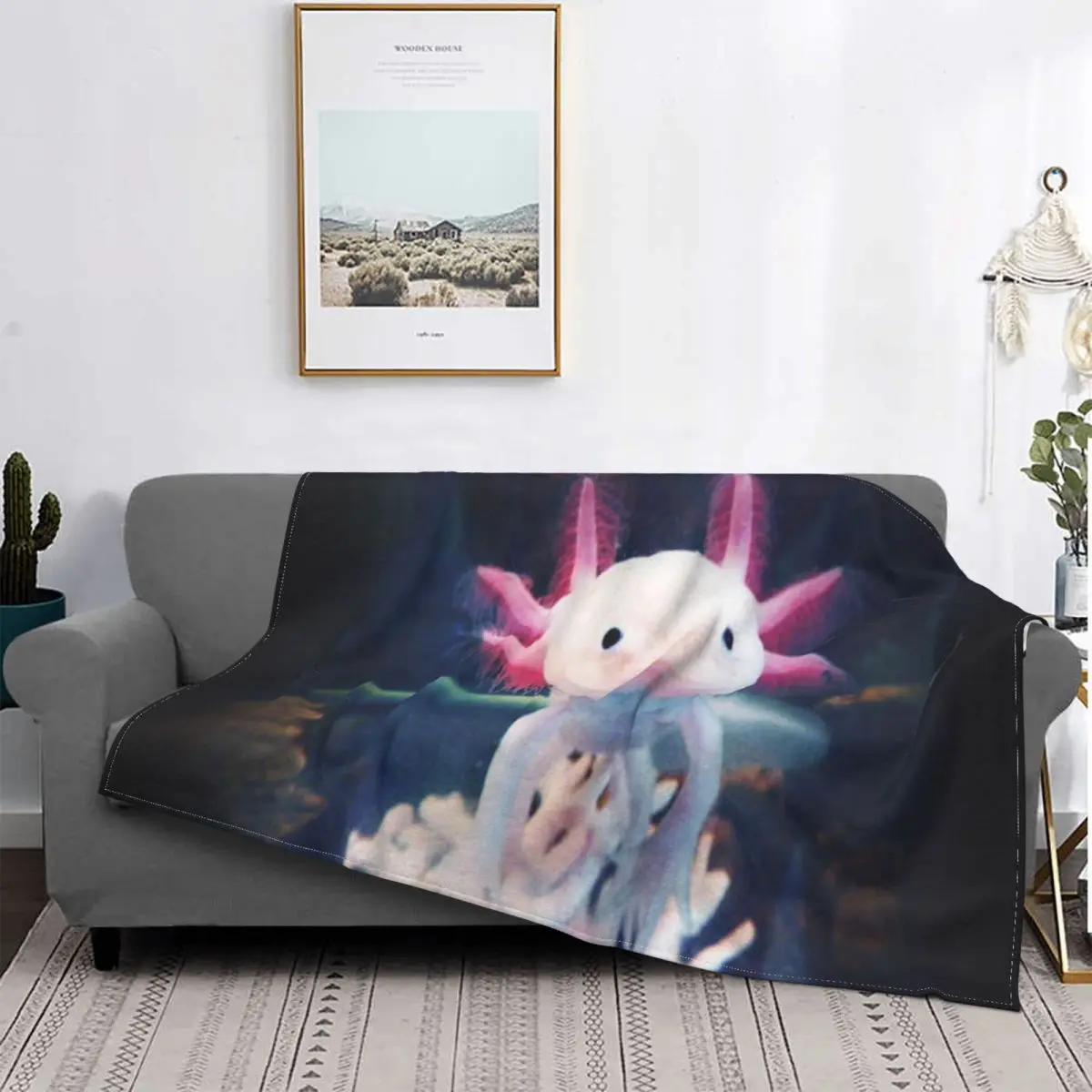 

Axolotls-Manta con capucha, colcha de cama a cuadros, 158