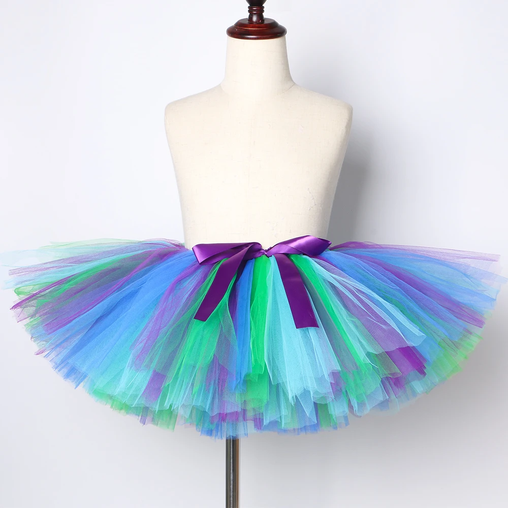 Русалки для девочек Павлин Юбка пачка Пышная юбка дня рождения вечерние детская