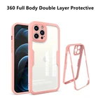 Чехол для iPhone 12 11 Pro Max X XS 7 8 Plus SE, Роскошный прозрачный чехол с полным покрытием 360 градусов, двухслойный защитный чехол для телефона