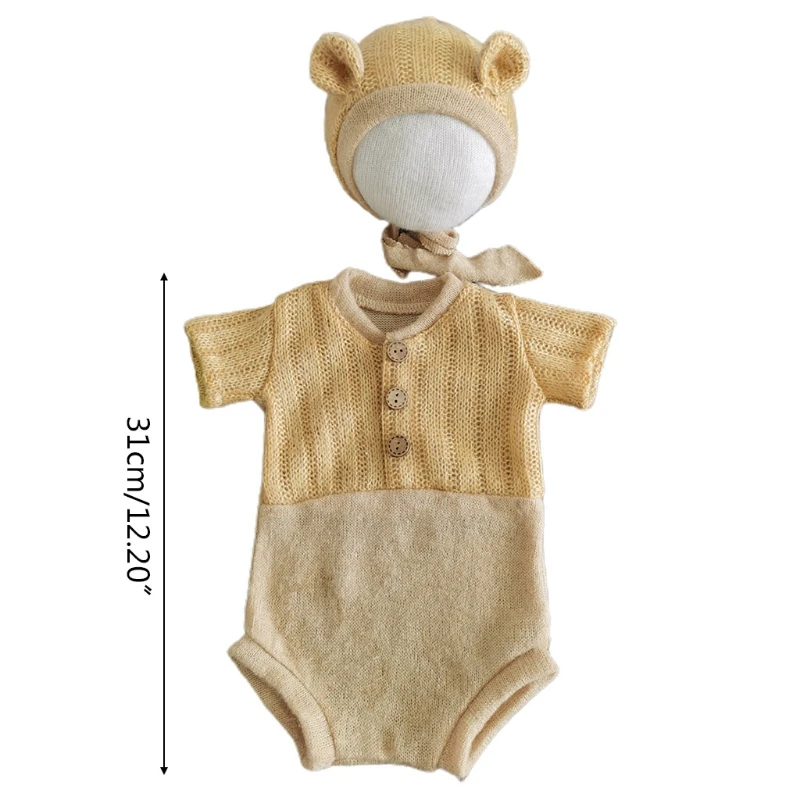 

2Pcs Baby Hat Romper Jumpsuit Set Newborn Photography Photo Props Costume Outfit