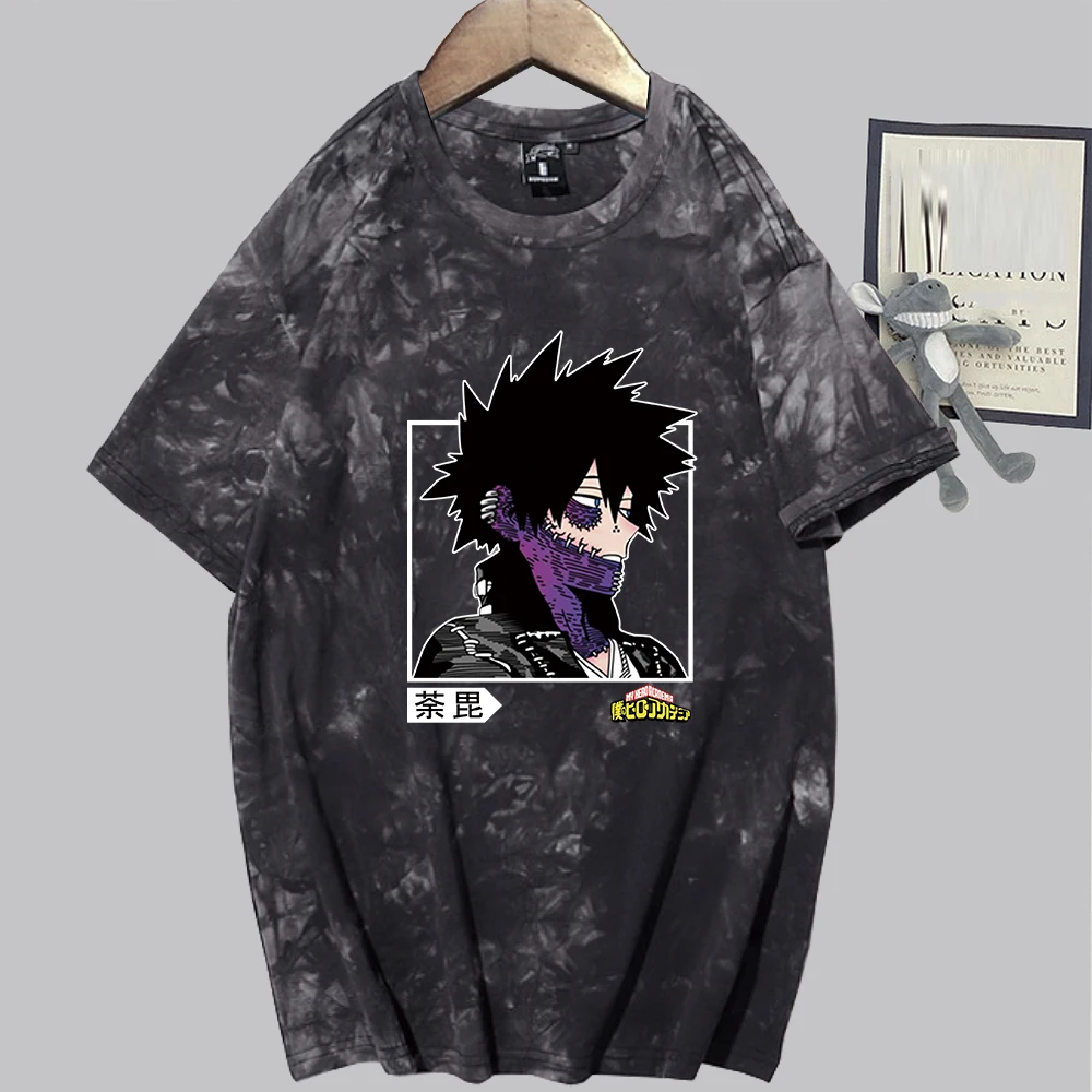 

Футболка мужская оверсайз в стиле аниме, модная Милая рубашка с принтом Tie-dye, топ в стиле боку и Академией, в стиле Харадзюку, на лето
