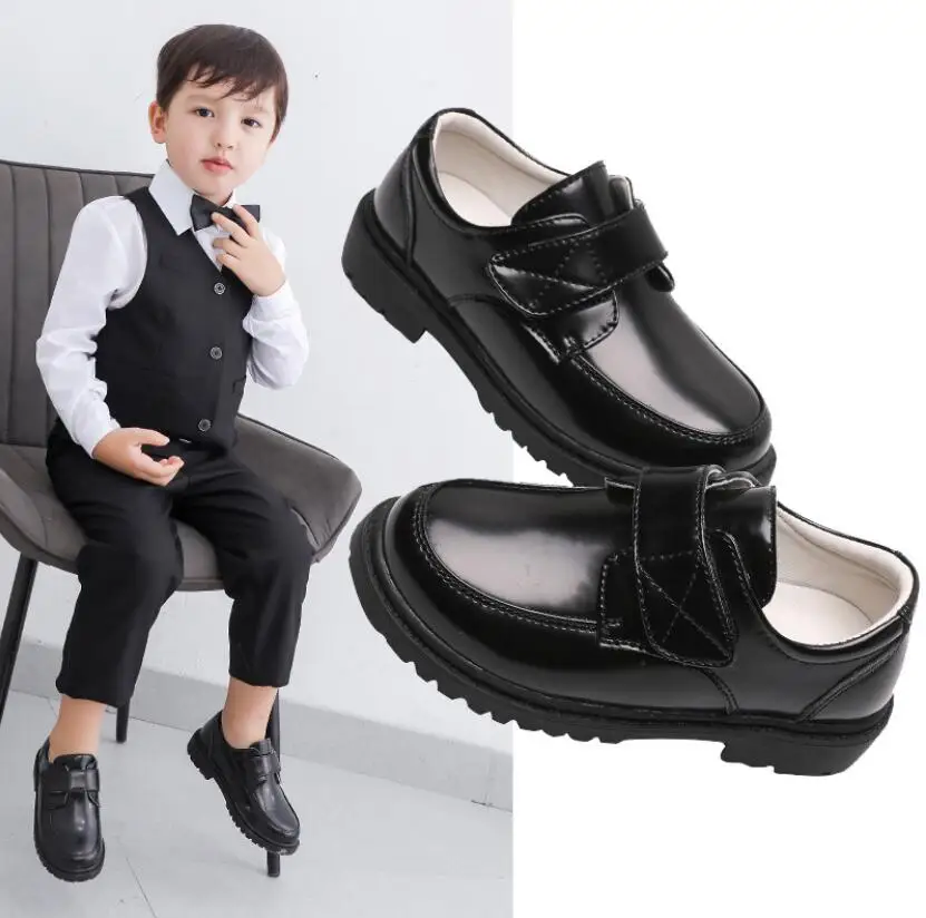 

2021 New Fashion Baby Boys Shoes Patent Leather Casual Student Dress Shoes Children Flats Breathable Single Kids Leather Shoes