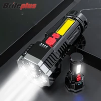 high powerful flashlight led lamp usb rechargeable cob searchlight camping super bright spotlight cycling light