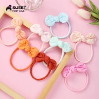 34 colors baby bow nylon headbands solid hair bows for girls elastic head band kids hairband baby girl hair accessories 2020