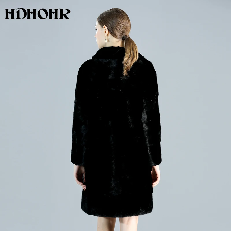 HDHOHR новые настоящие шубы из натурального меха норки женские длинные для поездок и отдыха Высококачественная норковая шуба зимний теплый костюм воротник норковые меховые куртки