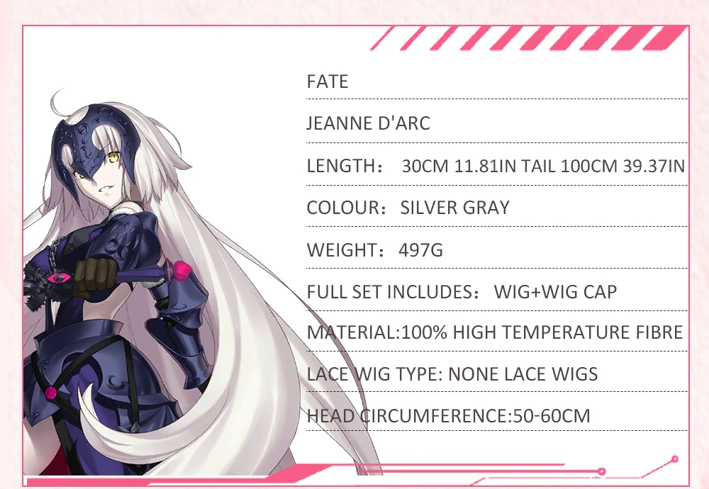 AniHut Alter Jeanne d'Arc парик игра FGO косплей парик серая версия Fate Grand Order Косплей волосы Alter Jeanne d'Arc женские волосы