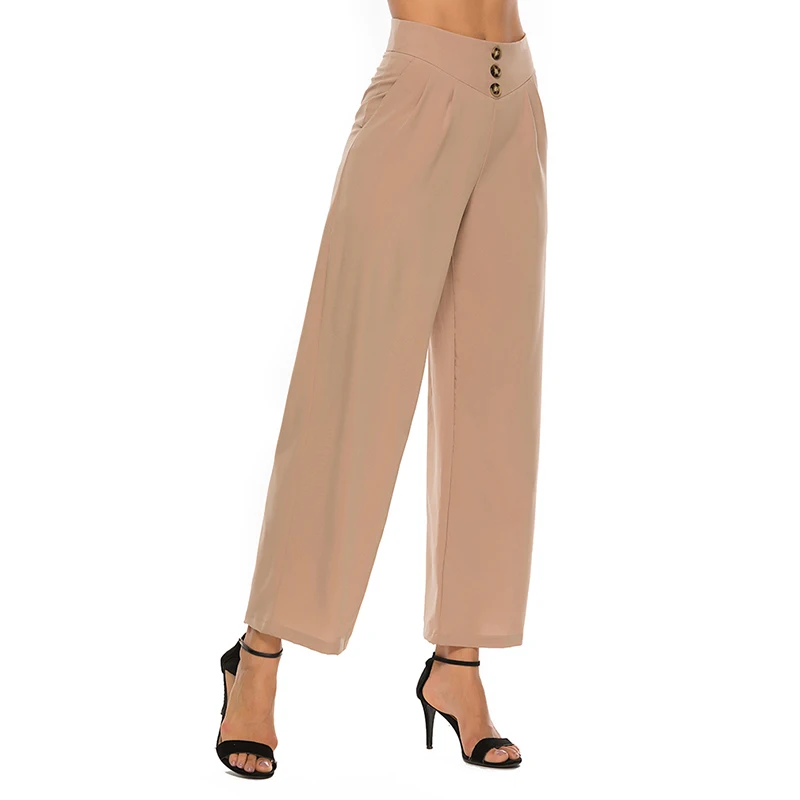 

New women's Casual Print High Waist Button Trousers Wide Leg Flared Pants Casual Fashion Trousers Hot Pants S-2XL