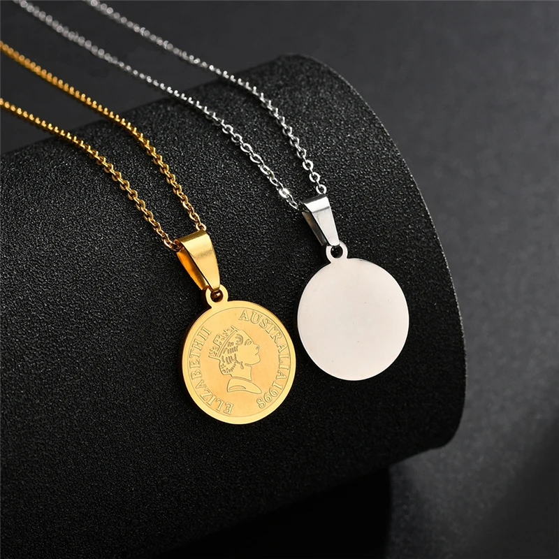 Круглое ожерелье Sinogaa из нержавеющей стали 316L с медалью Подвеска для женщин