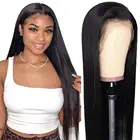 Прямой фронтальный парик 13X4, перуанские человеческие волосы 13X6, натуральные HD полноразмерные передние парики на сетке, предварительно выщипанные парики на 4x4 застежке для черных женщин
