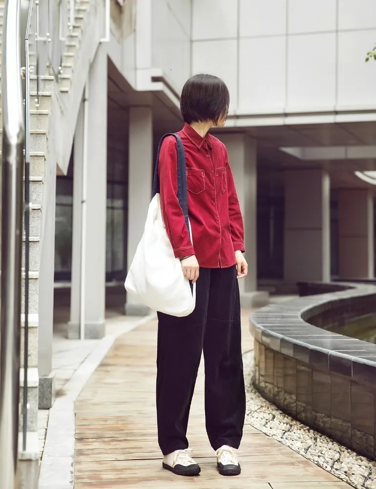 NINI WONDERLAND Corduroy Harem Pants Woman Autumn Low Crotch Ankle Length Pants Elastic Waist Female Loose Trousers Casual