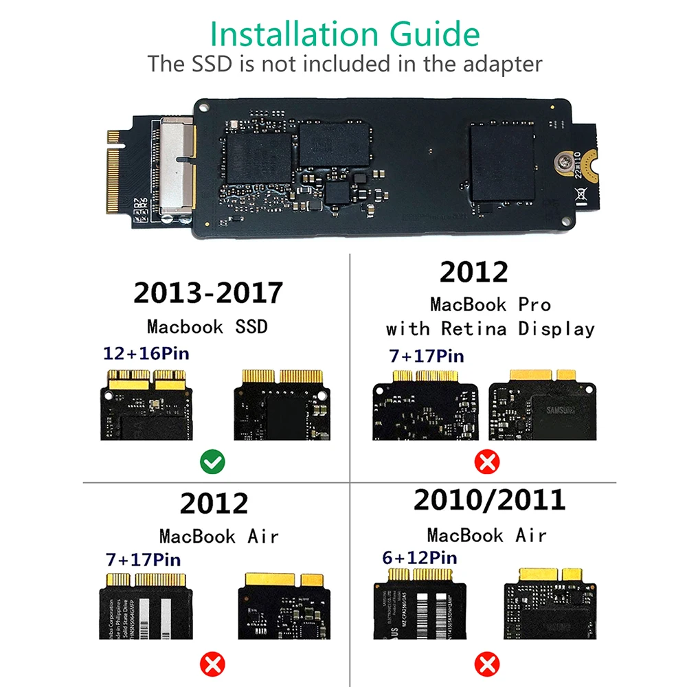 Для Macbook SSD адаптер для Apple Air Pro retina 2013 2017 M2 M Key M.2 NGFF конвертная карта|Адаптеры карт