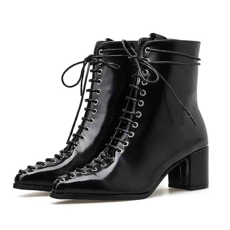 Леопардовые женские ботинки с острым носком на шнуровке из искусственной кожи