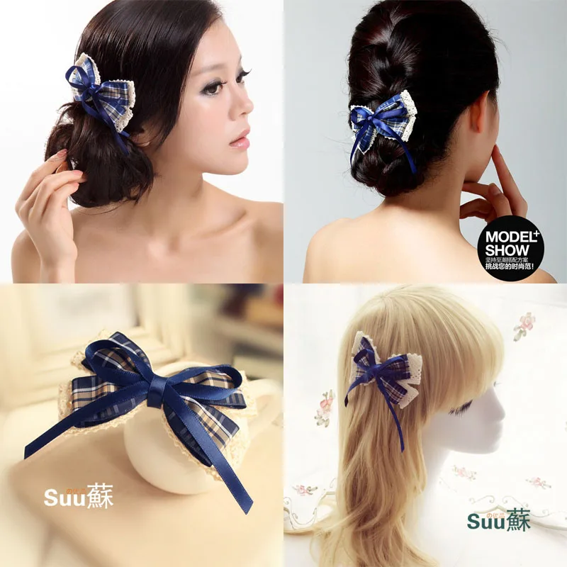 

princess sweet lolita hair bow Handmade 10cm anchor navy style accessories bow hairpin preppy style a0097
